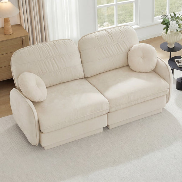 English Elm Chenille Cloud Loveseat with Quilted Back Pillows Deep Seat Comfort for Living Room W714S01747