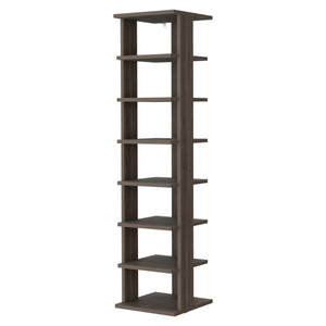 English Elm Grey Grey Walnut 7-Tier Tall Vertical Shoe Rack with Bright Finish, Sturdy Wood Frame, Space-Saving B062P373788