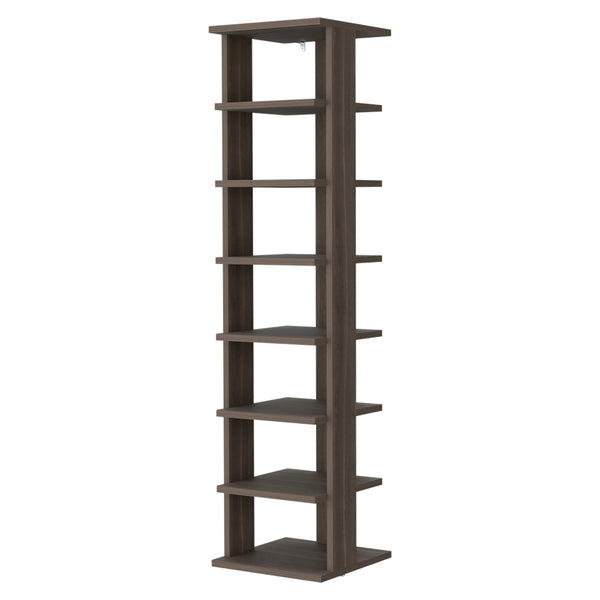 English Elm Grey Grey Walnut 7-Tier Tall Vertical Shoe Rack with Bright Finish, Sturdy Wood Frame, Space-Saving B062P373788