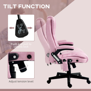 English Elm Homcom 6 Point Vibrating Massage Office Chair With Heat, Pink Linen High Back For Ultimate Comfort W2225P217958
