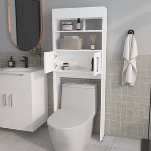 English Elm Bisbee Over-the-Toilet Bathroom Storage Cabinet with 2 Doors, 2 Open Shelves, White, Slim Design B128P287527