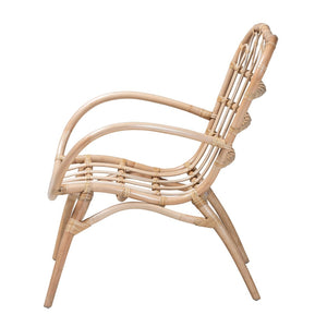 English Elm Modern Rattan Accent Chair Woven Openwork Back Bohemian Coastal Living Room Seat B2750P420377