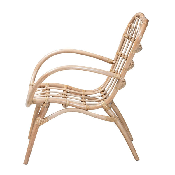 English Elm Modern Rattan Accent Chair Woven Openwork Back Bohemian Coastal Living Room Seat B2750P420377