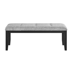 English Elm OCEANIC Light Grey Dining Bench – Solid Wood Frame, Upholstered Fabric Seat, Contemporary Block Legs B201P405656