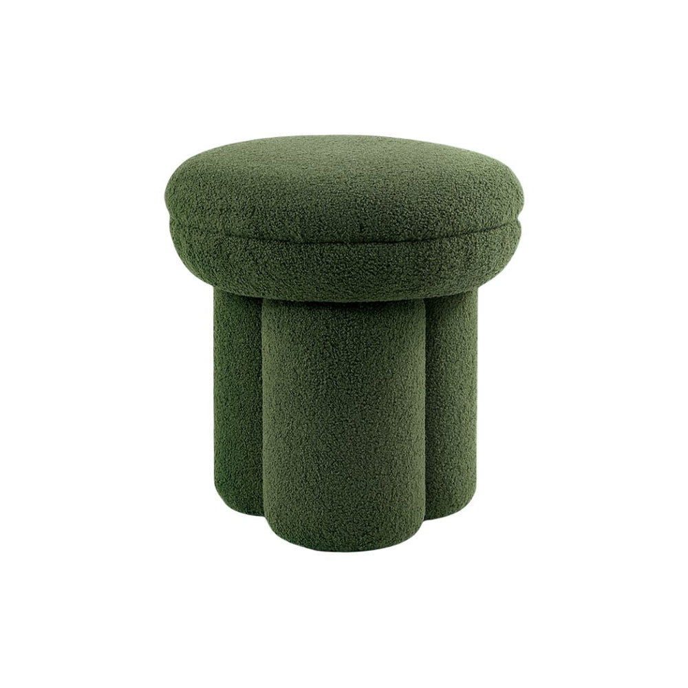 English Elm Round Plush Accent Stool with Teddy Shearling Upholstery, Cozy Contemporary Ottoman Bench Appeal Green 18 L x 18 W x 20 H B2741P388379