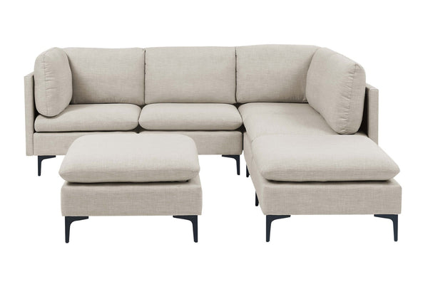 English Elm Linen Upholstered Modular Sectional Sofa with Tall Black Metal Legs for Open Living Almond B2748S00185