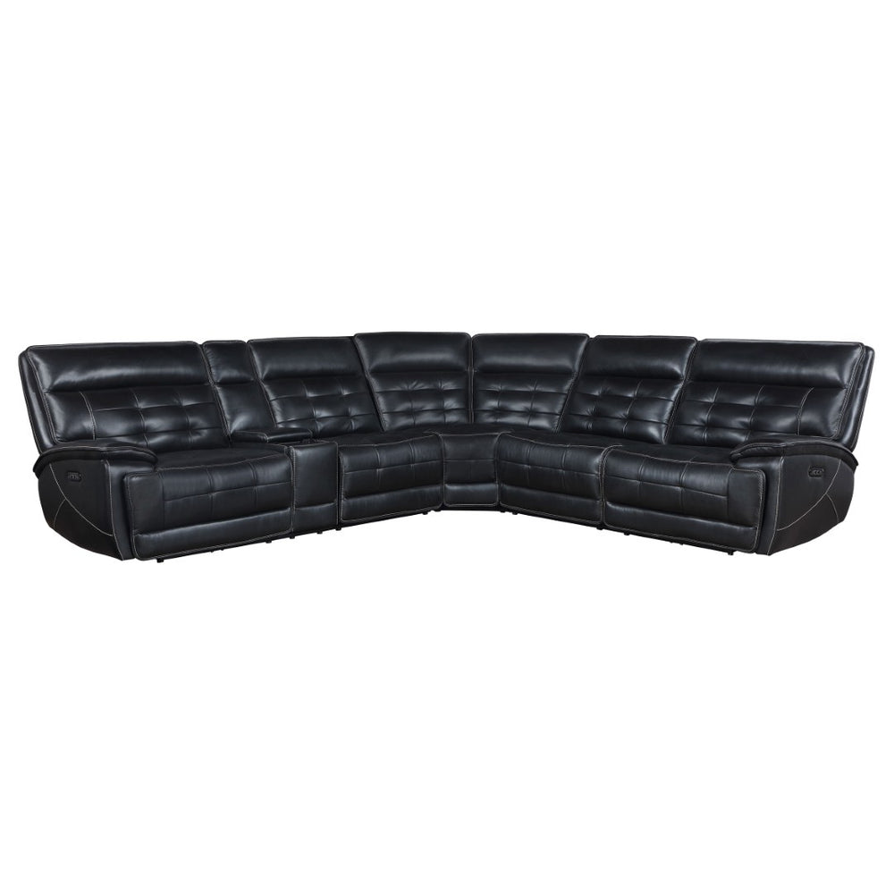 English Elm Hayden Top-grain Leather Power Reclining Sectional with Usb Charging Console B062S01732
