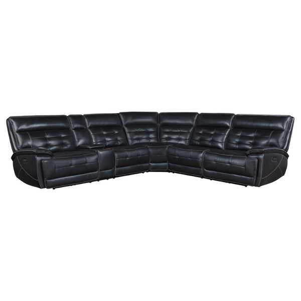 English Elm Hayden Top-grain Leather Power Reclining Sectional with Usb Charging Console B062S01732