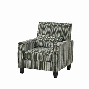 English Elm Modern Striped Upholstered Accent Chair with Arms, Nailhead Trim, Solid Wood Frame and Plush Foam Seating Green W3373P363922