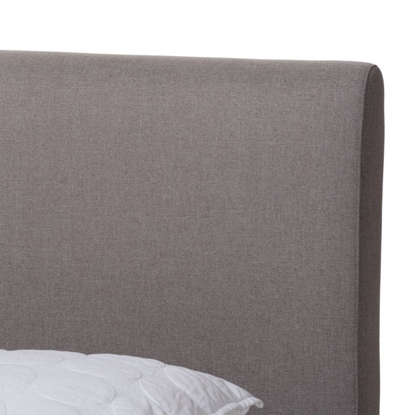 Baxton Studio Baxton Aveneil Mid-Century Modern King Platform Bed with Upholstered Headboard and Walnut Finish Gray BBT6723-Grey-King
