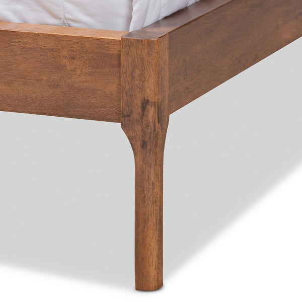 Baxton Studio Baxton Aveneil Mid-Century Modern King Platform Bed with Upholstered Headboard and Walnut Finish Gray BBT6723-Grey-King