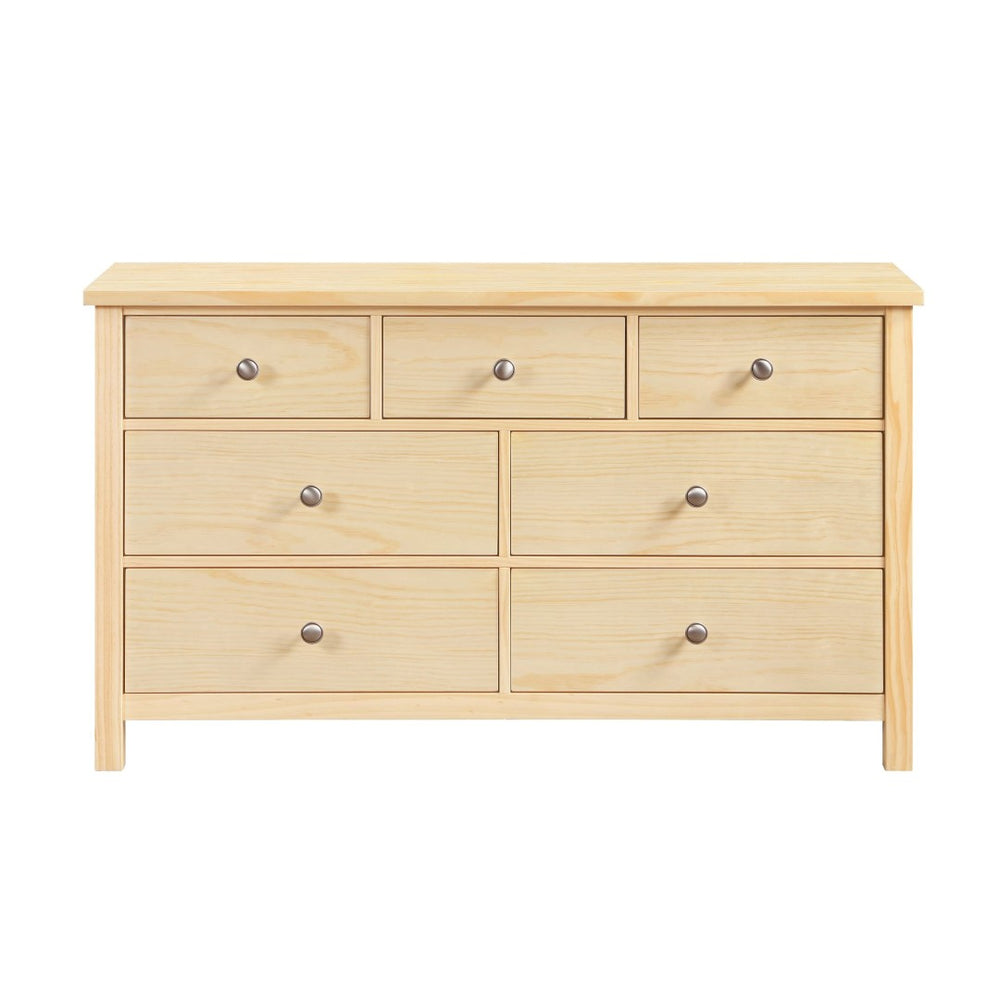 English Elm Transitional 7-drawer Pine Wood Dresser with Chrome Knobs for Master Bedroom B011P473070