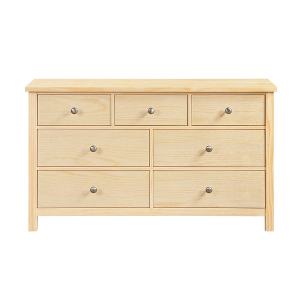 English Elm Transitional 7-drawer Pine Wood Dresser with Chrome Knobs for Master Bedroom B011P473070