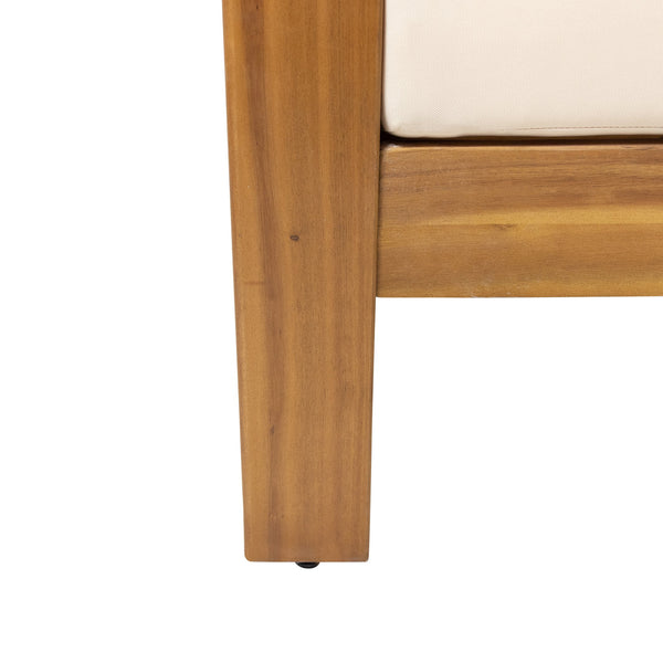 English Elm Christopher Knight Home® - Teak Acacia Wood 4-Piece Outdoor Chat Set with Water-Resistant Cream Cushions, Shutter Slat Design 70692.00-2_70844.00