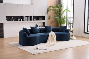 English Elm Compression Compression Sponge Sofa Curved Modular Sectional with 30D High-Density Chenille Sleeper for Cozy Apartment Living Room Comfort and Safe Rounded Design Antique Blue W2231S00019