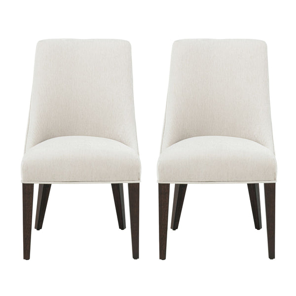 English Elm Beever Wood Chenille Dining Chairs Set Of 2 - Cream Upholstered, Ergonomic Design & Durable Frame B365P397756