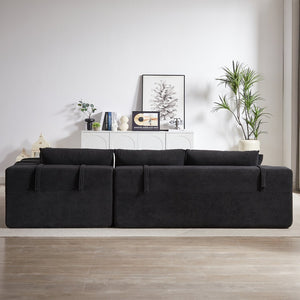 English Elm Modern Chenille Upholstered Sectional Sofa - Flexible L-Shaped Couch Set With 6 Pillows For Comfort W834S00393