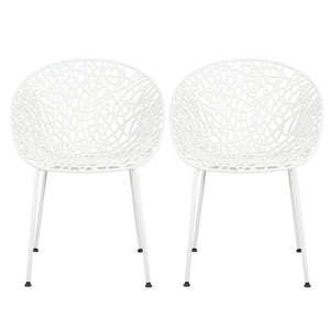 English Elm Christopher Knight Home® - Neiman Outdoor Dining Chair Set of 2 with Weather-Resistant Iron Frame and Perforated Diamond Design White N775P256374W