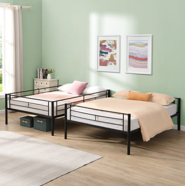 English Elm Full Over Full Metal Bunk Bed – Space-Saving Design, Easy Assembly, No Box Spring Required! W311S00050