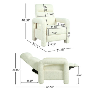 English Elm Christopher Knight Home® - 31.25" Push Back Recliner Plush Teddy Fleece Upholstered Armchair with Foam & Pocket Springs Comfort 90–120–150° Adjustments Beige N763P212864A