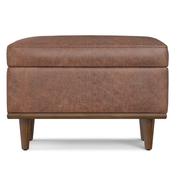 English Elm Shiloh Small Storage Ottoman - Vintage Faux Leather Footrest With Hidden Storage & Versatile Use B136P364275-GIGA