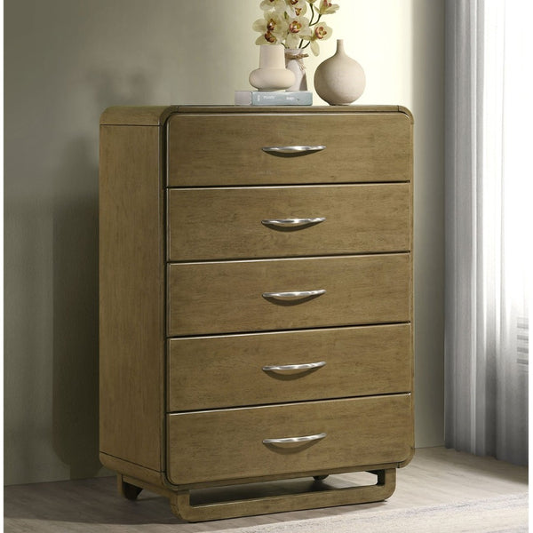 English Elm Tully Nutmeg 5-Drawer Chest - Modern Storage Solution With Warm Finish For Bedroom Elegance B062P374093-GIGA