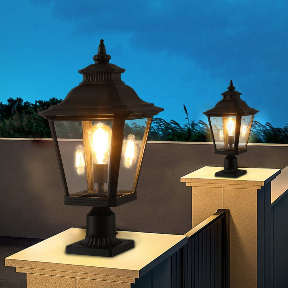 English Elm 21"(h) Matte Black Aluminum Post Lanterns Set of Two for Driveway Garden Path W2312P415983