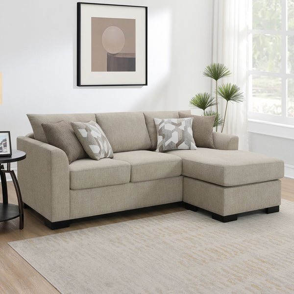 English Elm Pacheco Upholstered Sleeper Sectional with Chaise and Pullout Bed, Patterned Pillows & Sturdy Frame Camel B062P375539