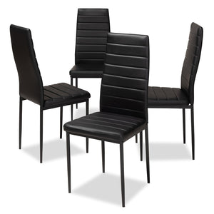 Baxton Studio Baxton Studio Modern Faux Leather Dining Chair Set of 4 - Stylish, Comfortable, and Durable Design Armand Black 112157-1-Black