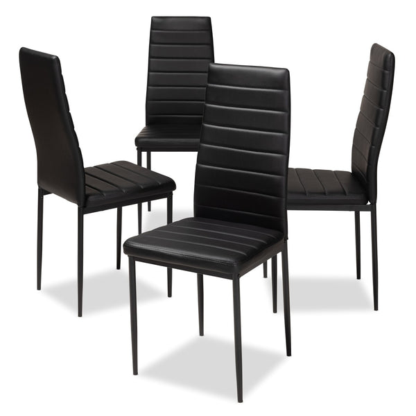 Baxton Studio Baxton Studio Modern Faux Leather Dining Chair Set of 4 - Stylish, Comfortable, and Durable Design Armand Black 112157-1-Black