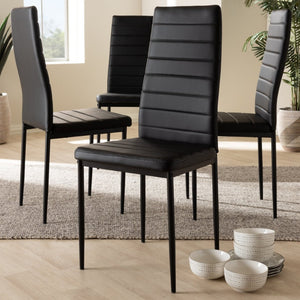 Baxton Studio Baxton Studio Modern Faux Leather Dining Chair Set of 4 - Stylish, Comfortable, and Durable Design Armand Black 112157-1-Black