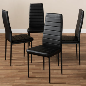 Baxton Studio Baxton Studio Modern Faux Leather Dining Chair Set of 4 - Stylish, Comfortable, and Durable Design Armand Black 112157-1-Black