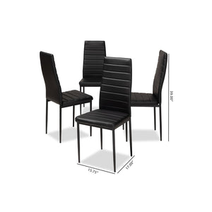 Baxton Studio Baxton Studio Modern Faux Leather Dining Chair Set of 4 - Stylish, Comfortable, and Durable Design Armand Black 112157-1-Black