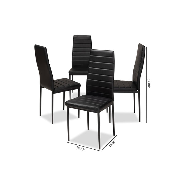 Baxton Studio Baxton Studio Modern Faux Leather Dining Chair Set of 4 - Stylish, Comfortable, and Durable Design Armand Black 112157-1-Black