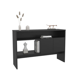English Elm Console sleek engineered wood console table with two doors and three shelves for stylish storage Black 48.82 L x 18.9 W x 4.72 H B097P250862