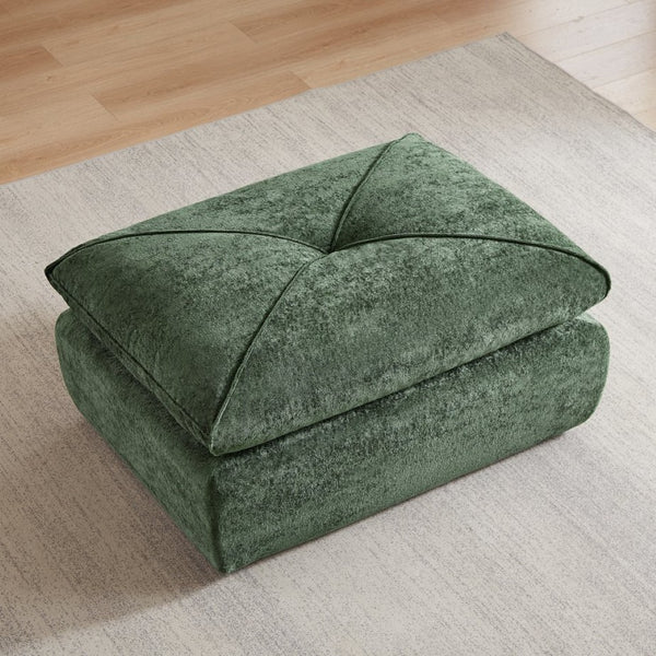 English Elm Modern Chenille Modular Sofa with Extendable Foot Pedal for Relaxed Living Spaces Green W3396P463873