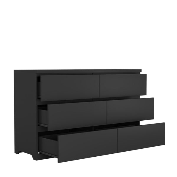 English Elm Modern Six Drawer Dresser with Wave Panel Fronts Handleless Design for Bedroom W409P371347