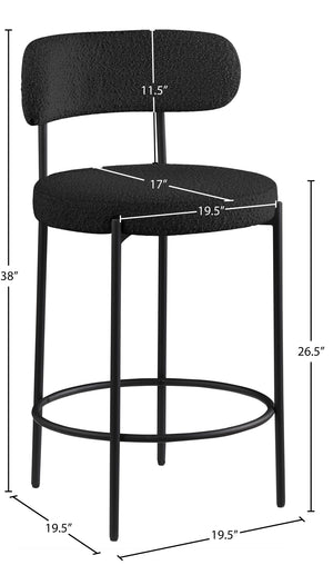 Beacon Black Boucle Fabric Stool 877Black-C Meridian Furniture