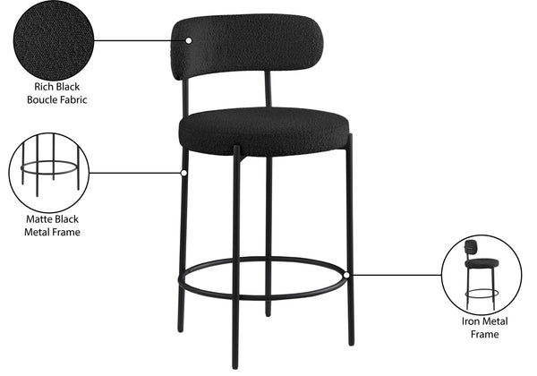 Beacon Black Boucle Fabric Stool 877Black-C Meridian Furniture