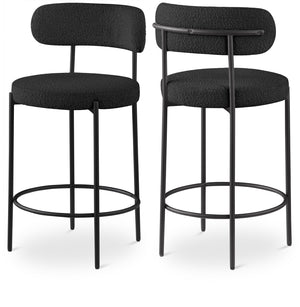 Beacon Black Boucle Fabric Stool 877Black-C Meridian Furniture