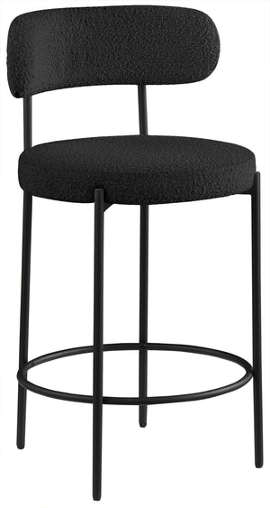 Beacon Black Boucle Fabric Stool 877Black-C Meridian Furniture