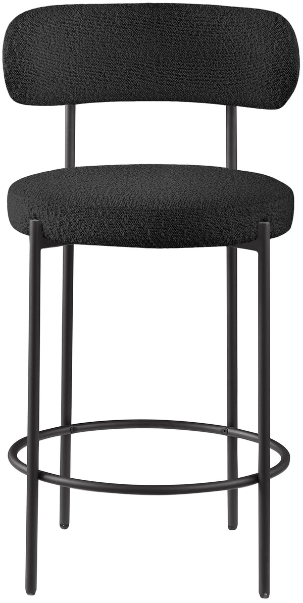 Beacon Black Boucle Fabric Stool 877Black-C Meridian Furniture