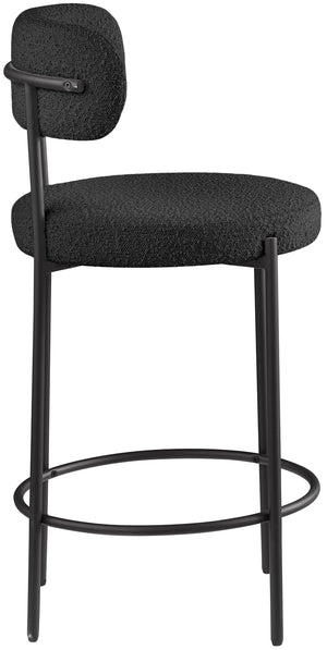 Beacon Black Boucle Fabric Stool 877Black-C Meridian Furniture