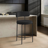 Beacon Black Boucle Fabric Stool 877Black-C Meridian Furniture