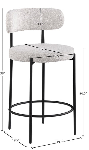 Beacon Cream Boucle Fabric Stool 877Cream-C Meridian Furniture