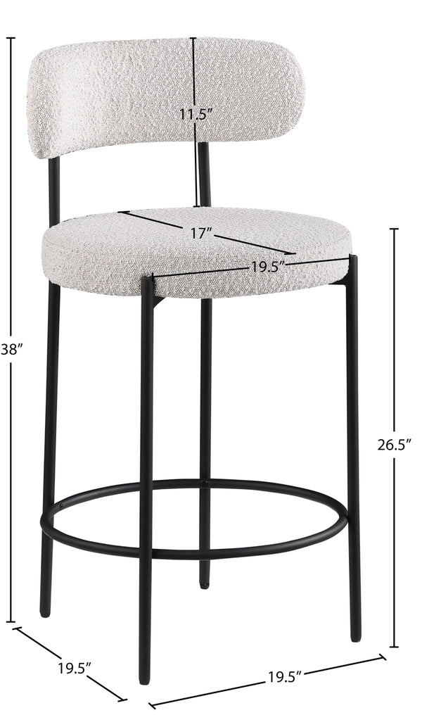 Beacon Cream Boucle Fabric Stool 877Cream-C Meridian Furniture