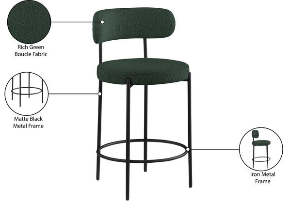 Beacon Green Boucle Fabric Stool 877Green-C Meridian Furniture