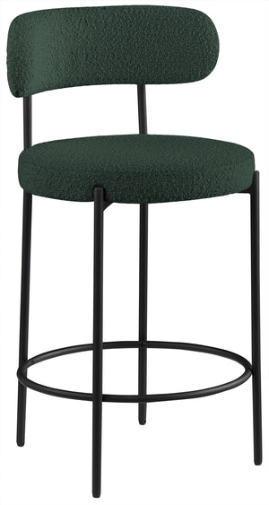 Beacon Green Boucle Fabric Stool 877Green-C Meridian Furniture
