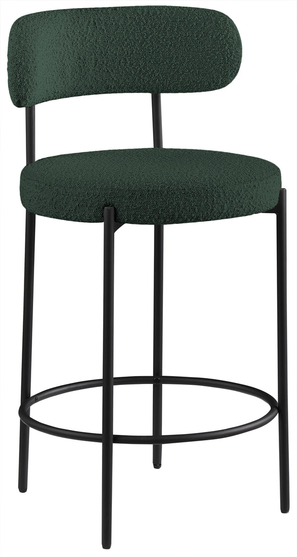 Beacon Green Boucle Fabric Stool 877Green-C Meridian Furniture