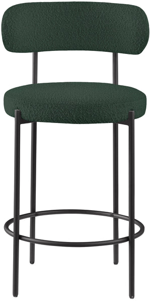 Beacon Green Boucle Fabric Stool 877Green-C Meridian Furniture